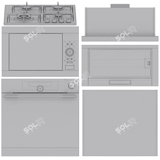 Korting Appliance Set: Oven, Microwave, Cooktops 3D model image 4