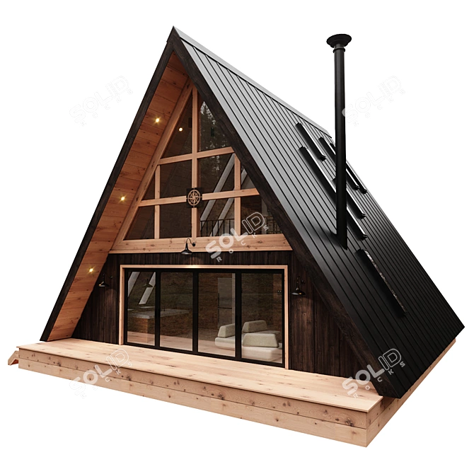 Modern Dual-Facade A-Frame House 3D model image 1