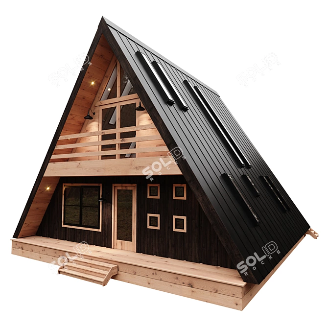 Modern Dual-Facade A-Frame House 3D model image 3