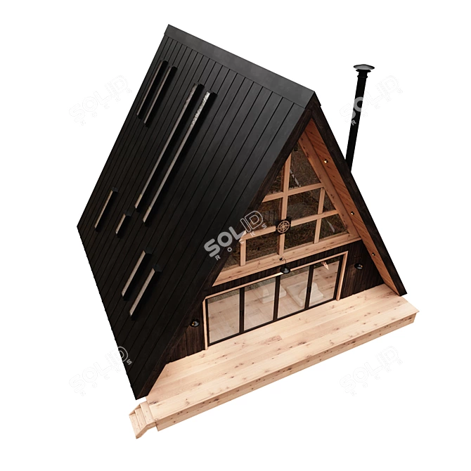 Modern Dual-Facade A-Frame House 3D model image 5