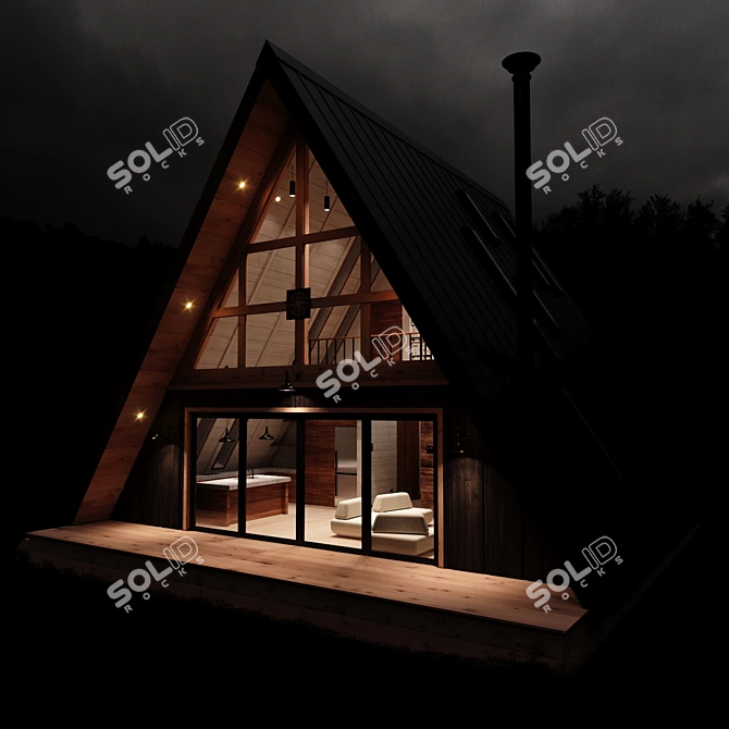 Modern Dual-Facade A-Frame House 3D model image 6