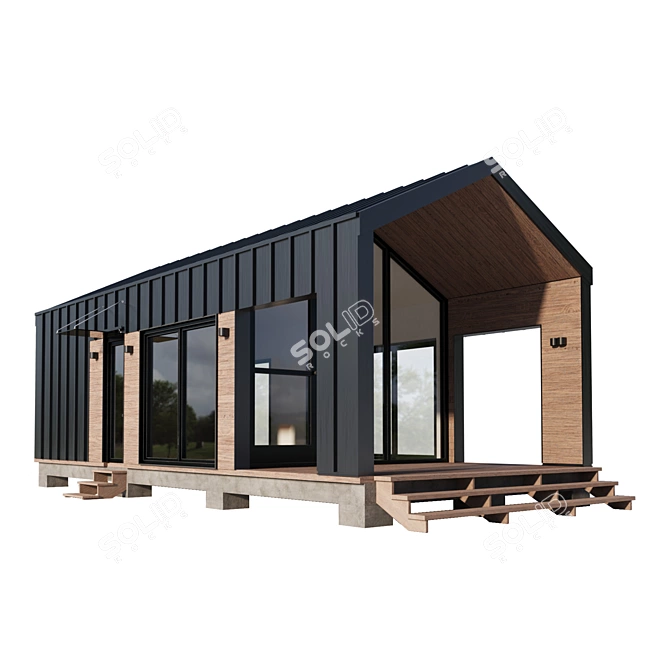 Sleek Container Home Model 3D model image 1