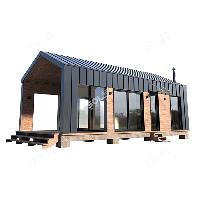 Sleek Container Home Model 3D model image 2