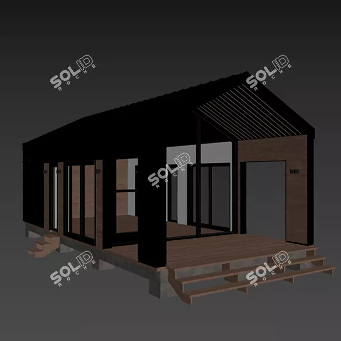 Sleek Container Home Model 3D model image 5