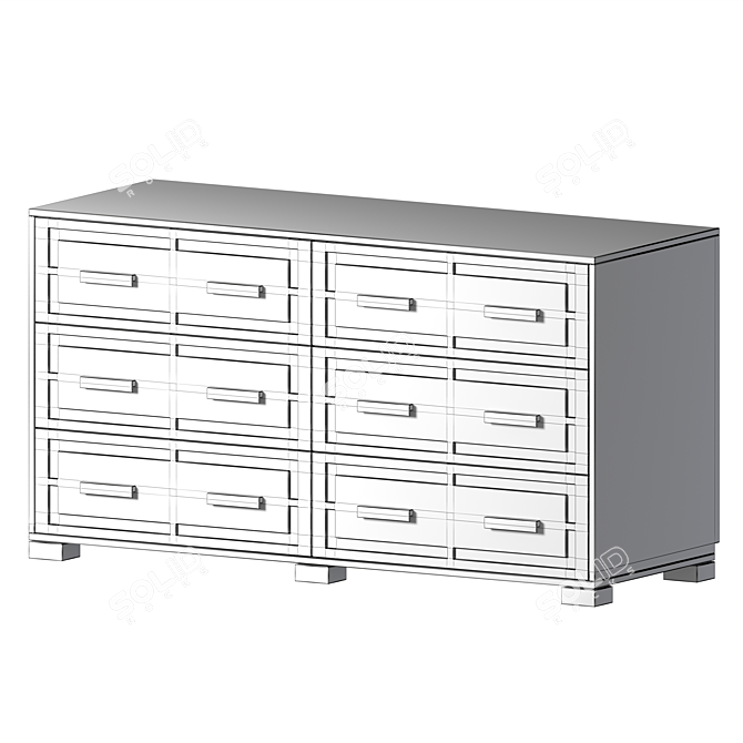 Classic Style Empi 6-Drawer Chest 3D model image 2