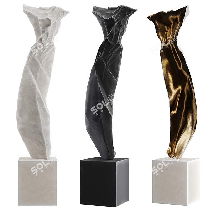 Abstract Stone & Metal Sculpture 3D model image 1