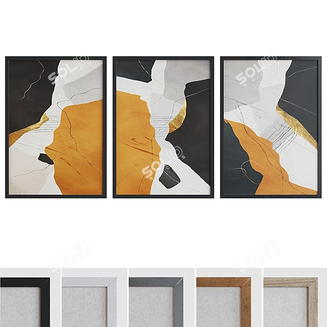 Modern Abstract Picture Frame Set 3D model image 1