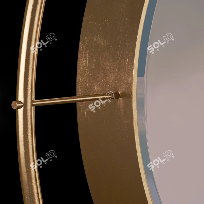 Golden Metal Frame Round Mirror 3D model image 3