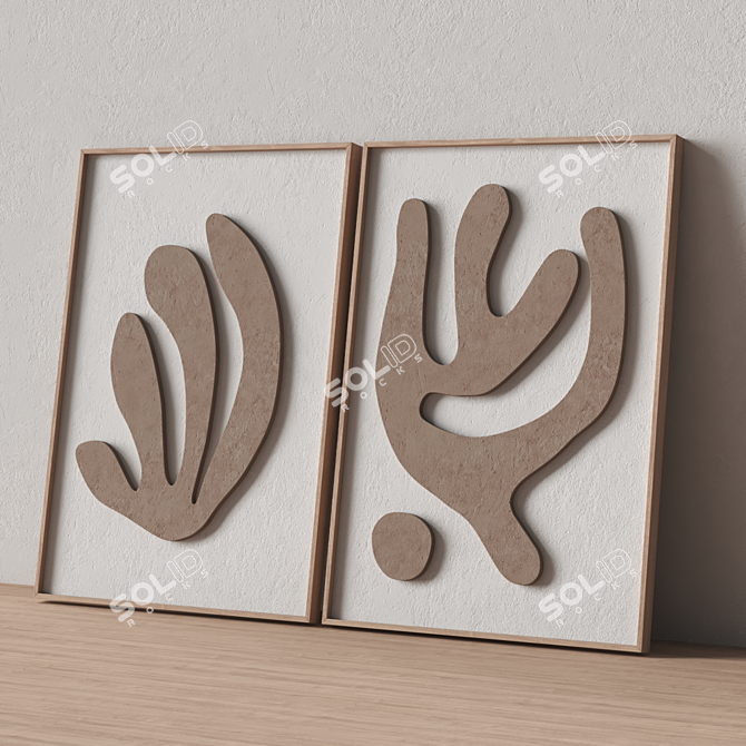 Stone Textured Relief Artwork in Frame 3D model image 6