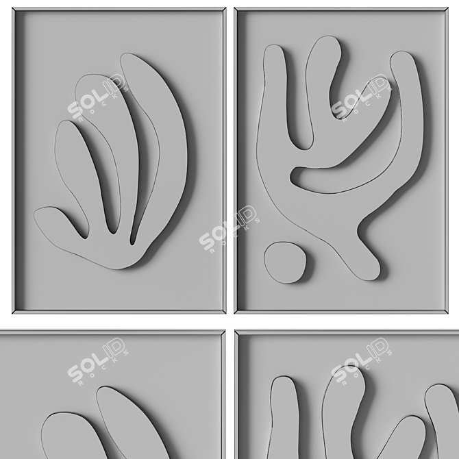 Stone Textured Relief Artwork in Frame 3D model image 7