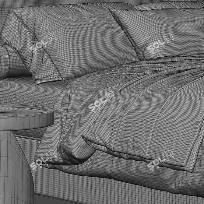 Elegant Sullivan Fabric Bed Rendering 3D model image 3