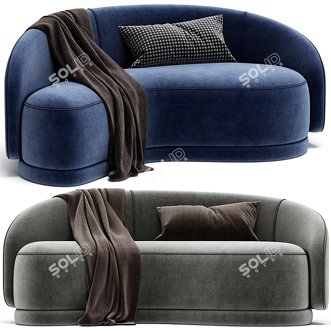 Modern Navy Slope Sofa 2017 3D model image 1