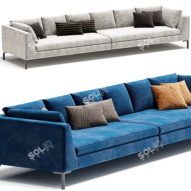 Contemporary Blue Love Seat Sofa 3D model image 2