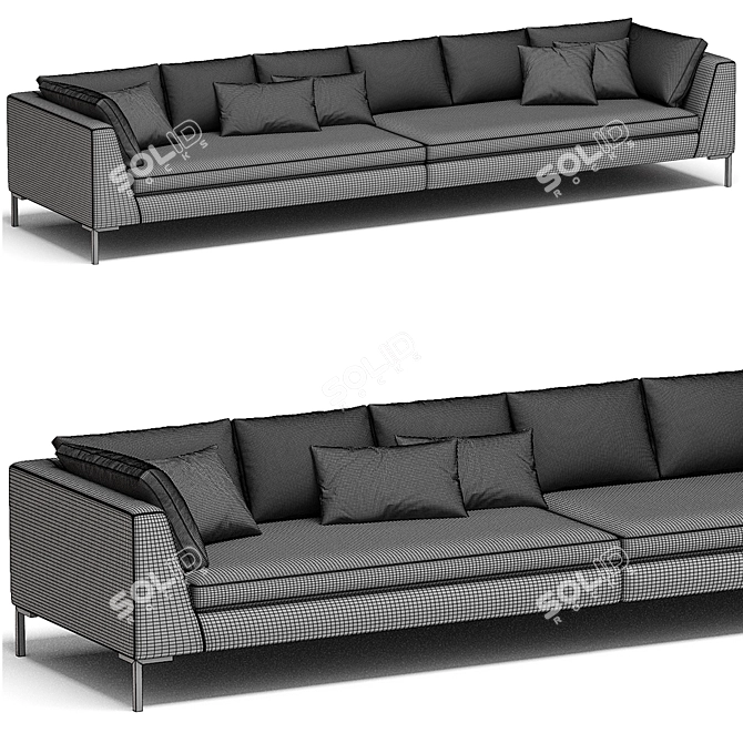 Contemporary Blue Love Seat Sofa 3D model image 4