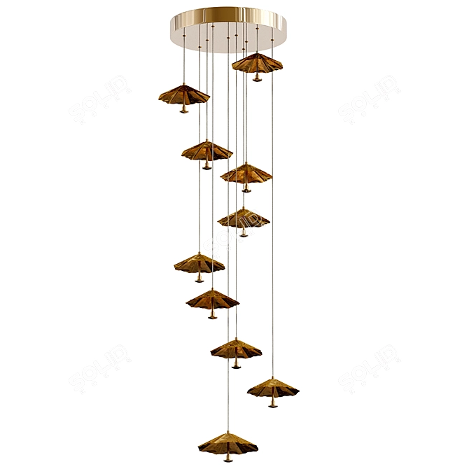 Elegant Lotus Leaf Chandelier 3D model image 1