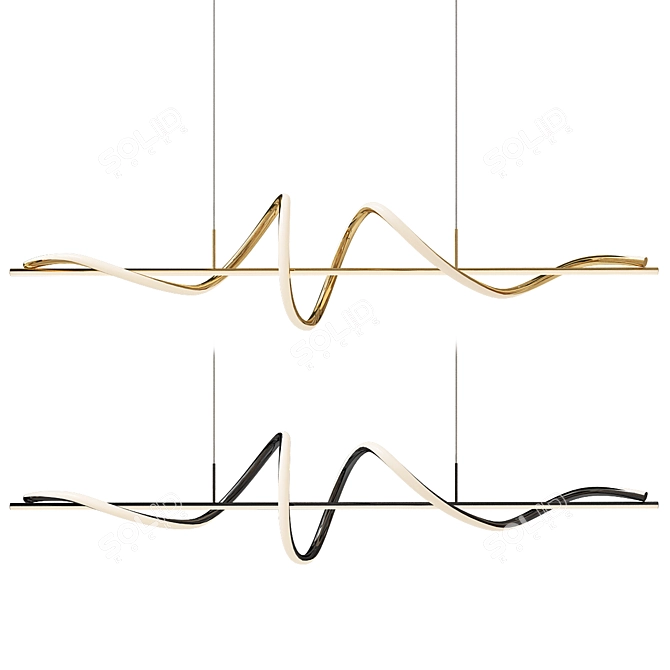 Sleek Modern Dining Table Chandelier 3D model image 1