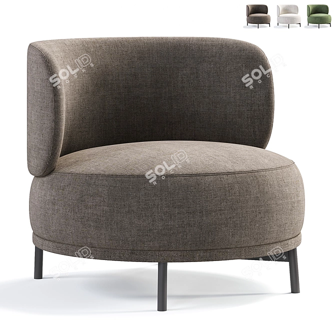 Elegant Akiko Lounge Armchair 3D model image 1