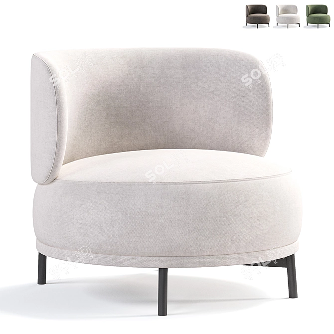 Elegant Akiko Lounge Armchair 3D model image 2