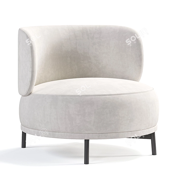Elegant Akiko Lounge Armchair 3D model image 3