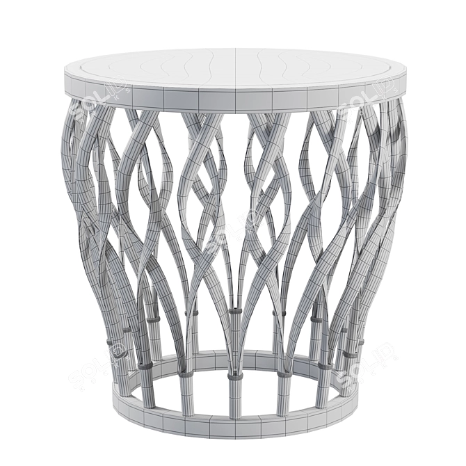 Contemporary Plantation Wood Glass Side Table 3D model image 3