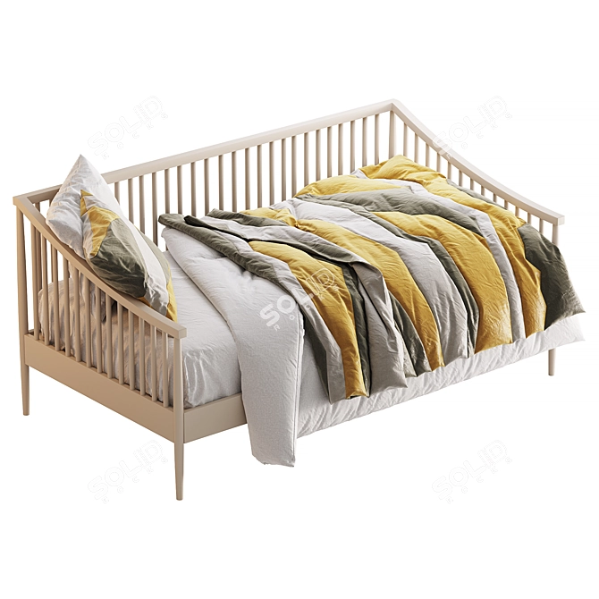 Cozy Grey Kids Daybed CrateandBarrel 3D model image 3