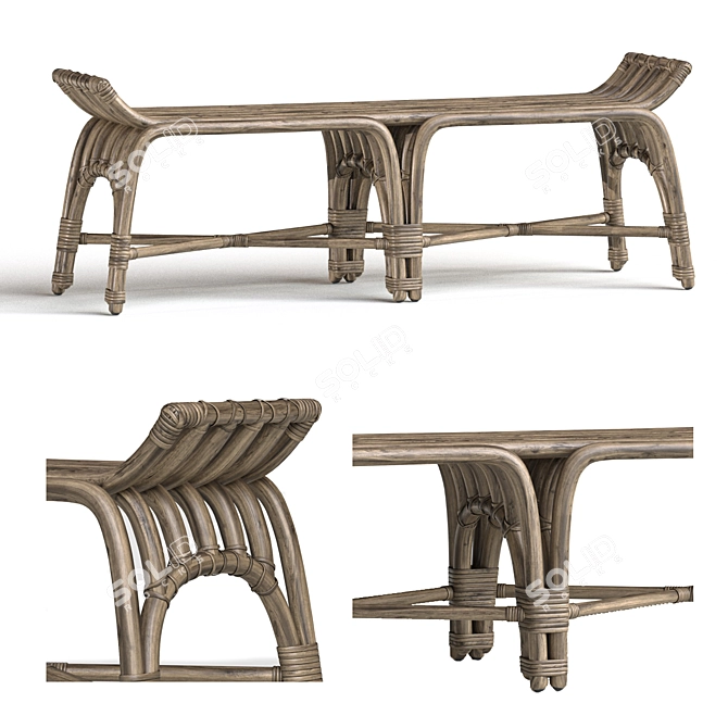 Purcell Bench in Legacy Metal 3D model image 1