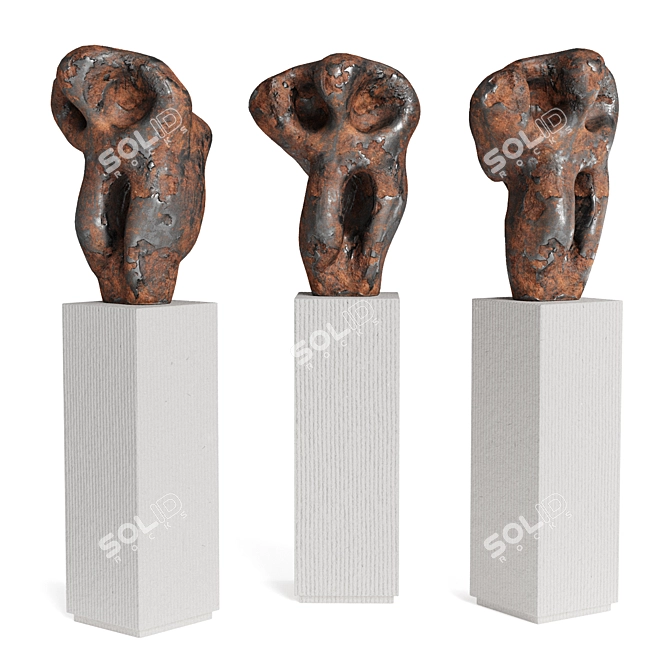 Metal Modern Art Sculpture Pedestal 3D model image 1