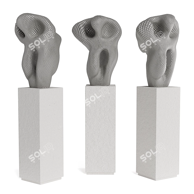 Metal Modern Art Sculpture Pedestal 3D model image 2