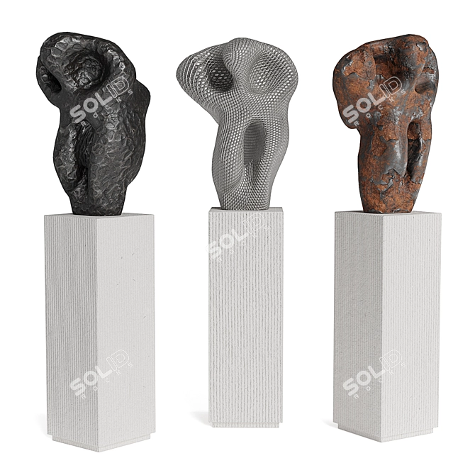 Metal Modern Art Sculpture Pedestal 3D model image 4