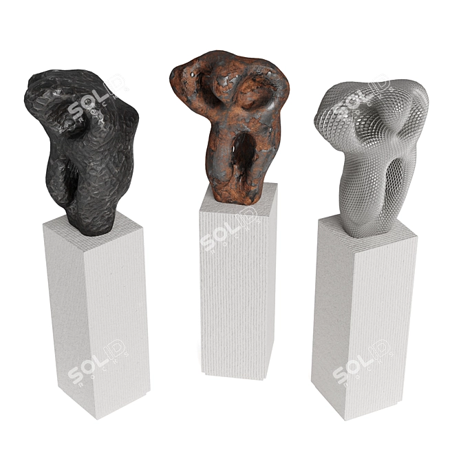 Metal Modern Art Sculpture Pedestal 3D model image 5