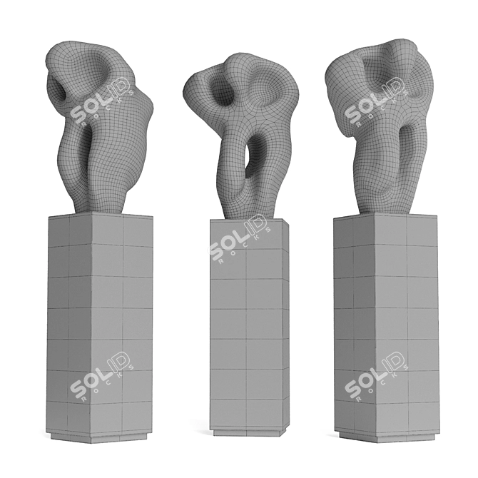 Metal Modern Art Sculpture Pedestal 3D model image 6