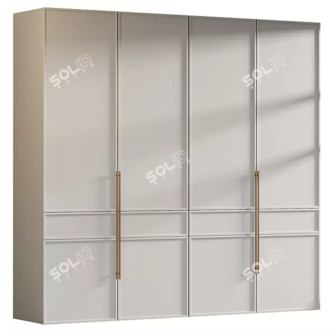 Modern Style Wardrobe 3D Model 3D model image 2