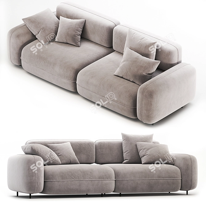 Modular Felt Sofa Set 3D model image 1