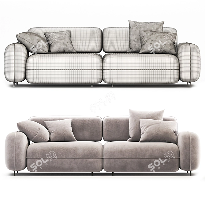 Modular Felt Sofa Set 3D model image 3