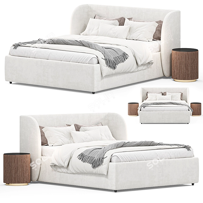 Luxury Velvet Silver Bed 2015 3D model image 5