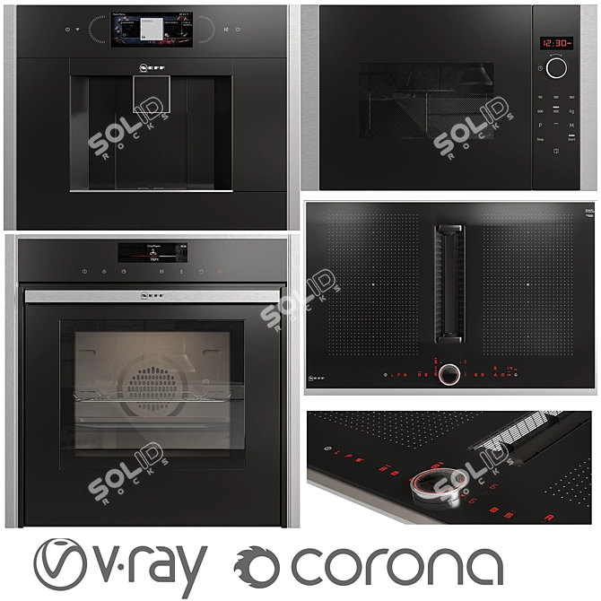 Modern Kitchen Appliance Bundle 3D model image 1