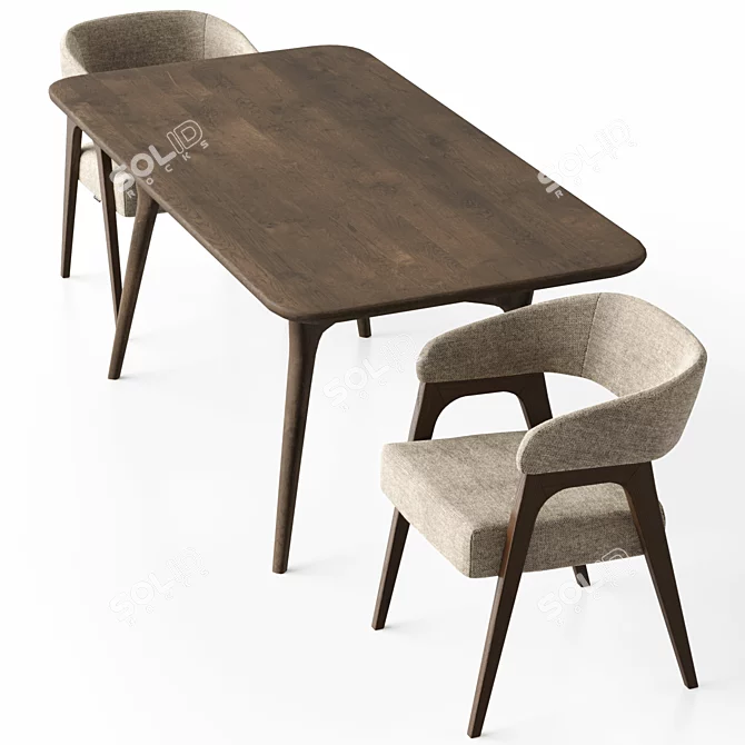 Customizable Bern Chair and Savannah Table 3D model image 3