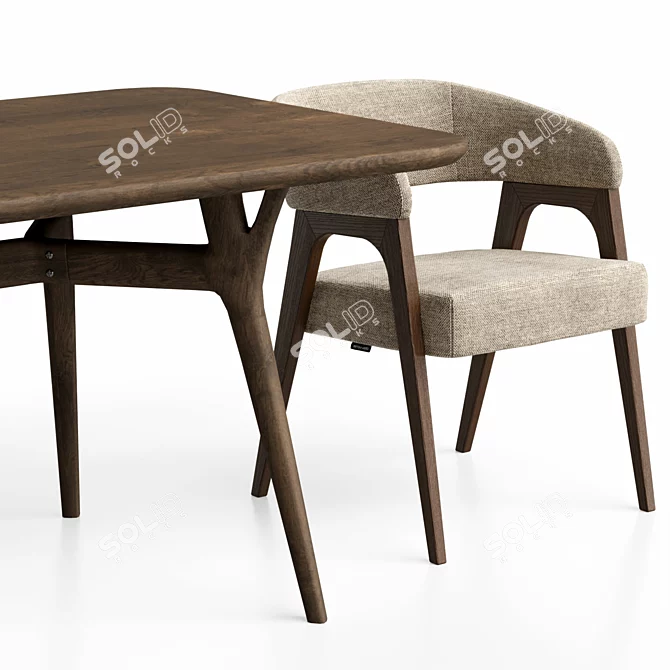 Customizable Bern Chair and Savannah Table 3D model image 4