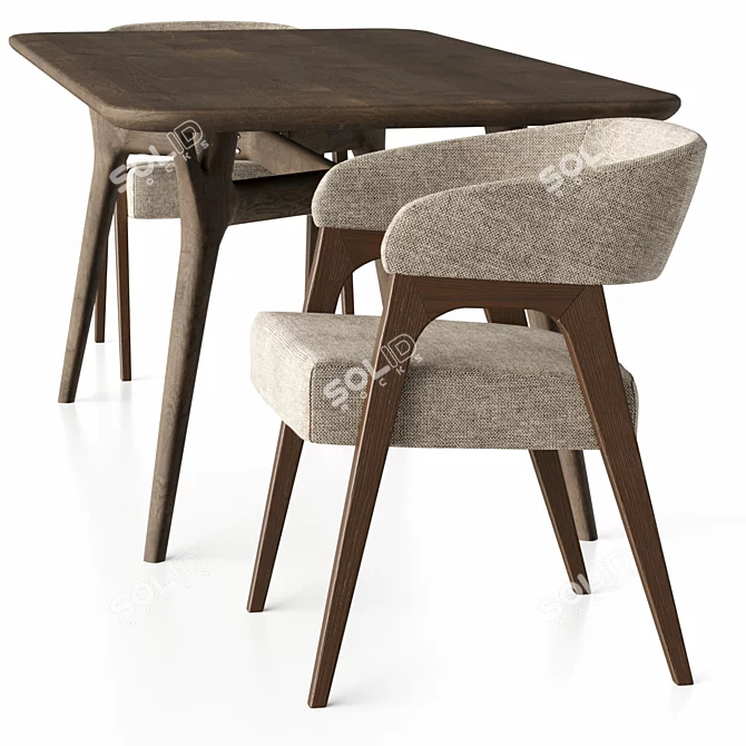 Customizable Bern Chair and Savannah Table 3D model image 5