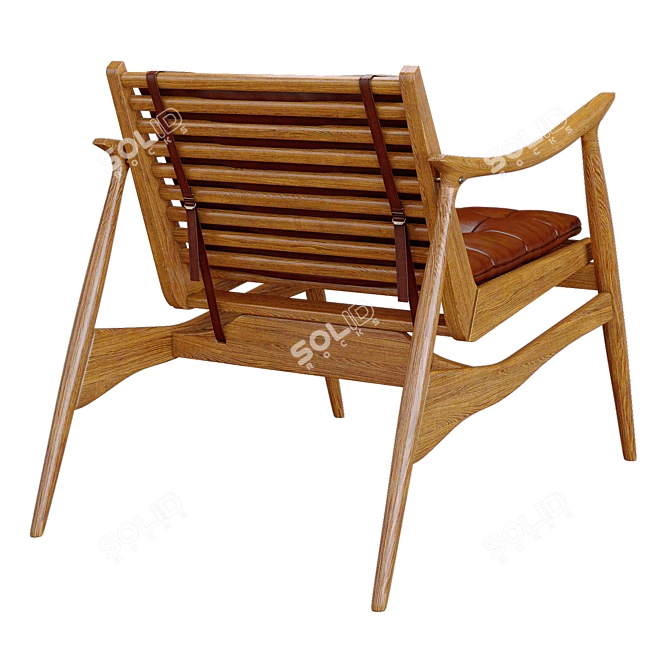Atra Outdoor Leather Armchair, Hardwood 3D model image 2