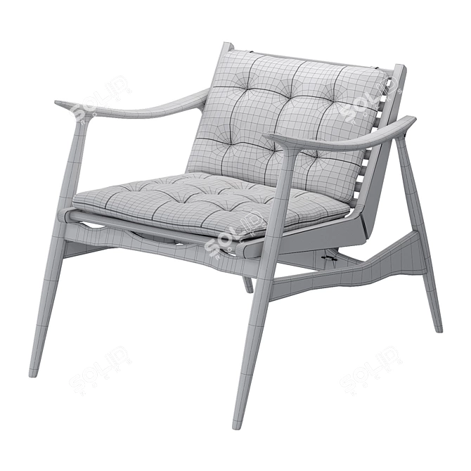 Atra Outdoor Leather Armchair, Hardwood 3D model image 3