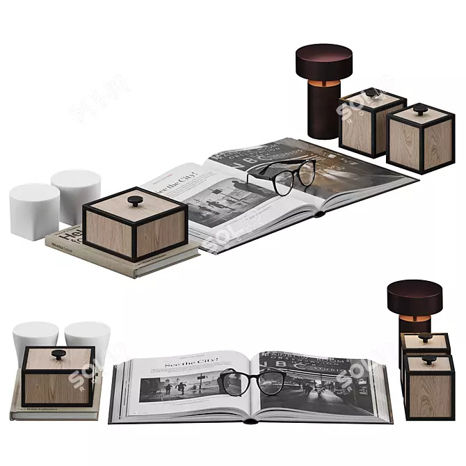 Elegant Decor Set for Workspace 3D model image 3