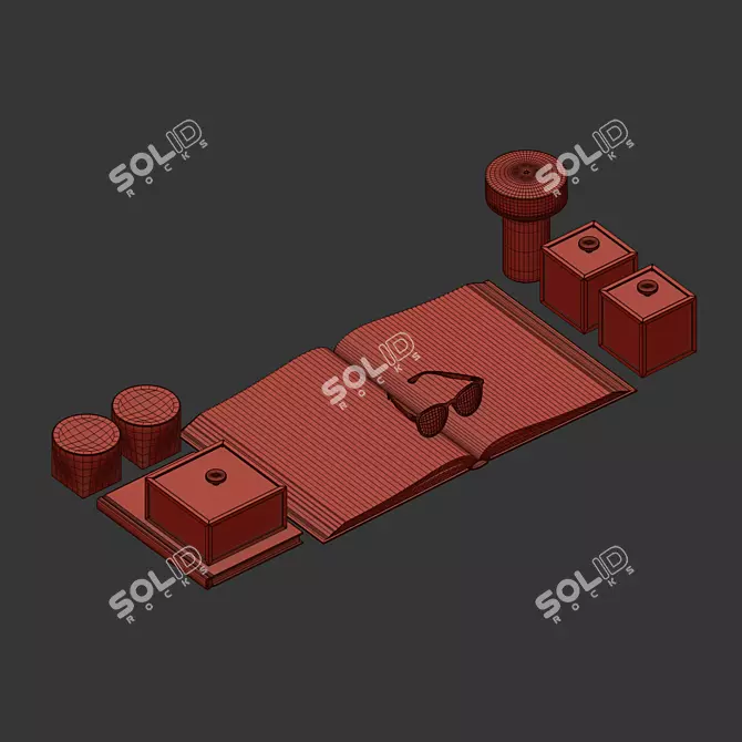 Elegant Decor Set for Workspace 3D model image 5