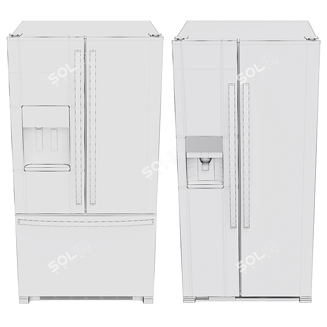 Whirlpool Refrigerator 3D Model Set 3D model image 7