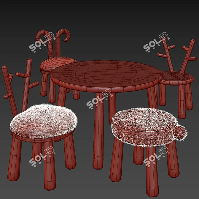 "Animal Friends Kids Furniture Set 3D model image 4