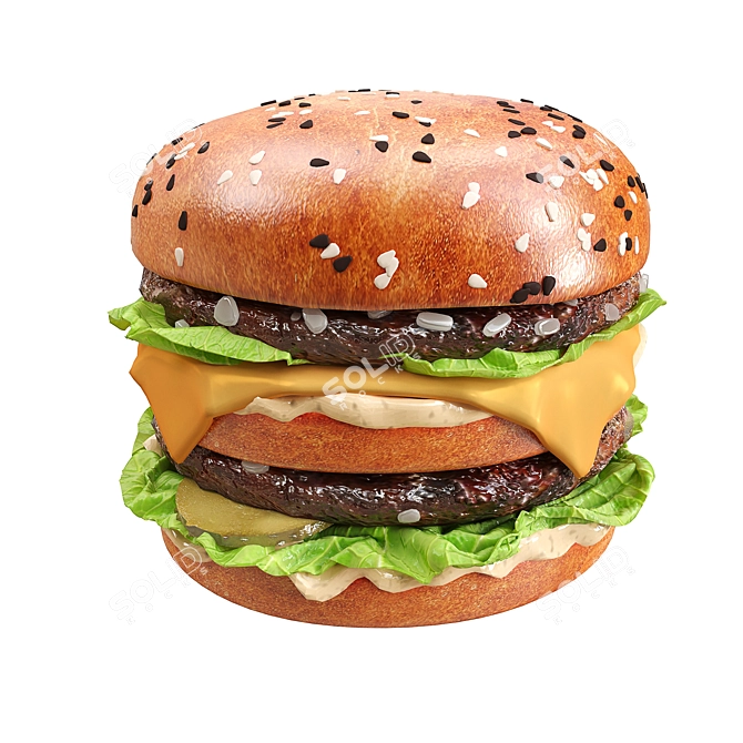 Ultimate Gourmet Burger Delight 3D model image 2