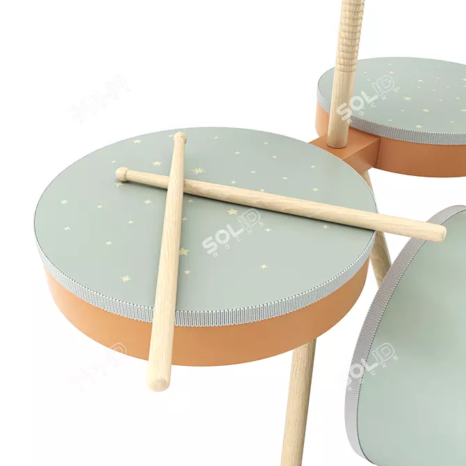 ZARA Wooden Drum Set 3D model image 7