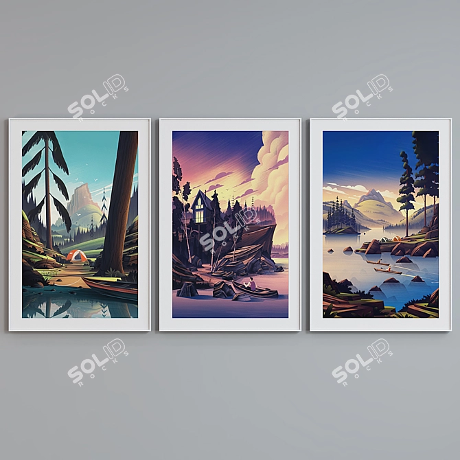 Modern Landscape Picture Frame Set 3D model image 2