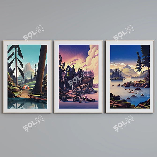 Modern Landscape Picture Frame Set 3D model image 5