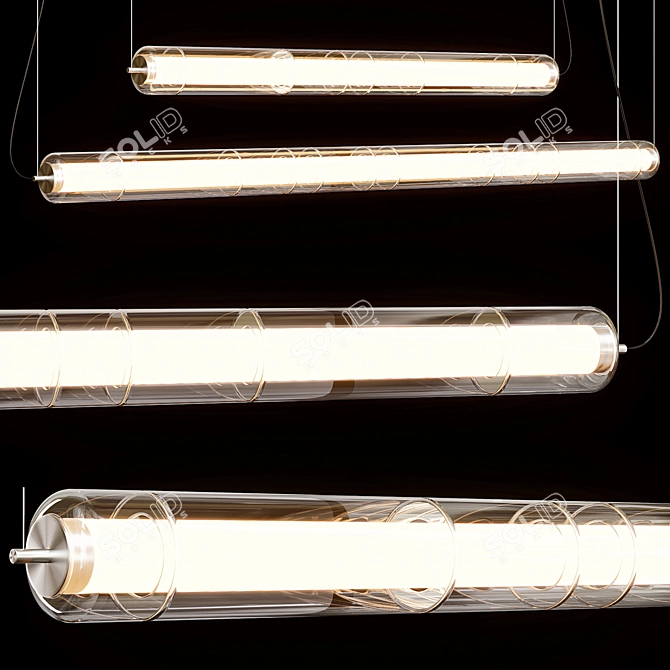 Sleek Borosilicate Glass Pendant Lamp 3D model image 1